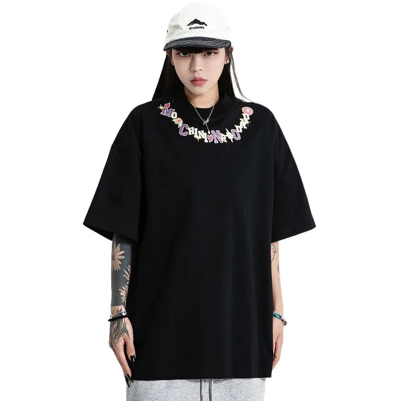 YINLEI Drop Shoulder Sleeve T Shirt Women's-5