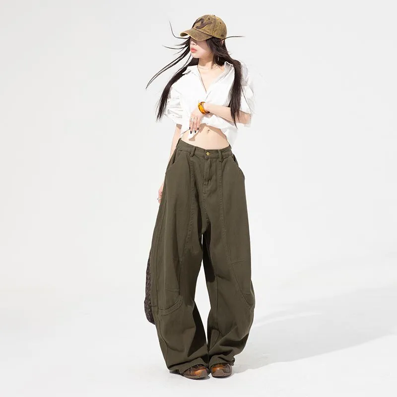 YINLEI Cargo Pants Women's Olive-1