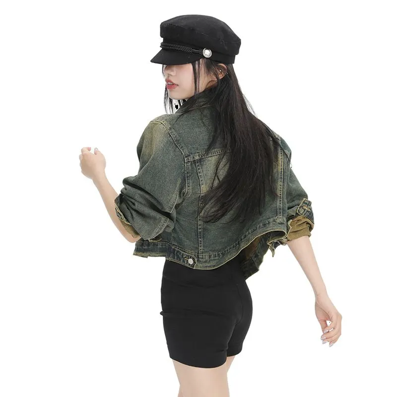 YINLEI Cropped Coats Women's Vintage-2
