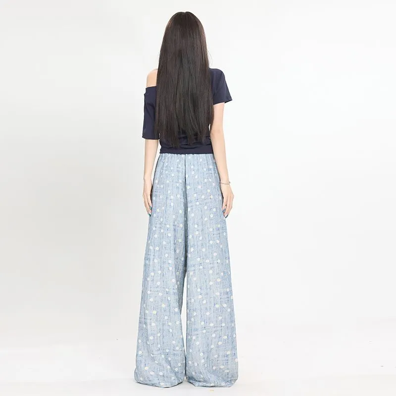YINLEI Casual Pants Women's Blue-2