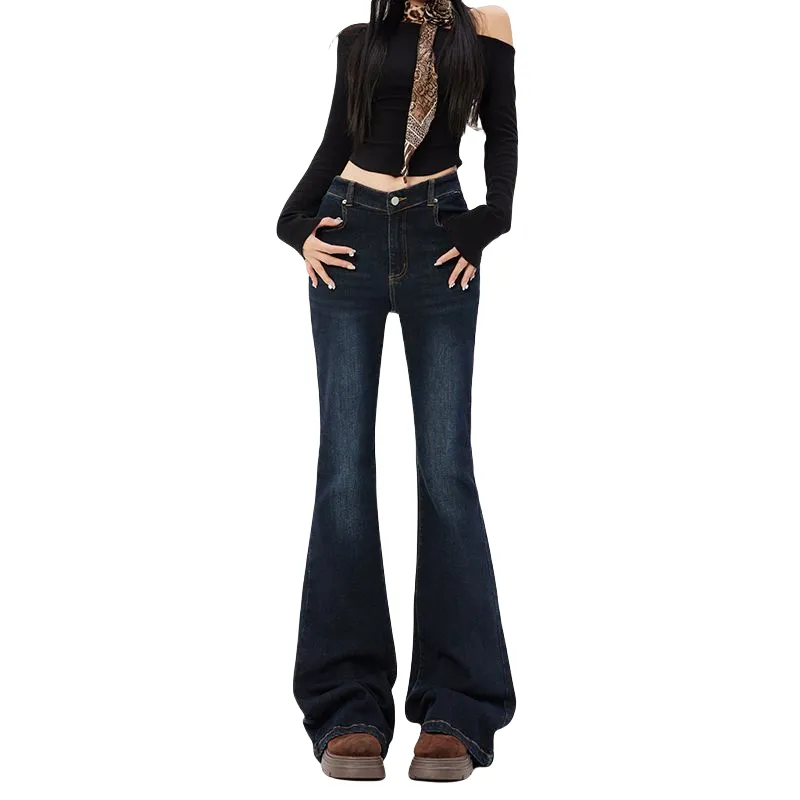 YINLEI Jeans Women's Dark Blue-4