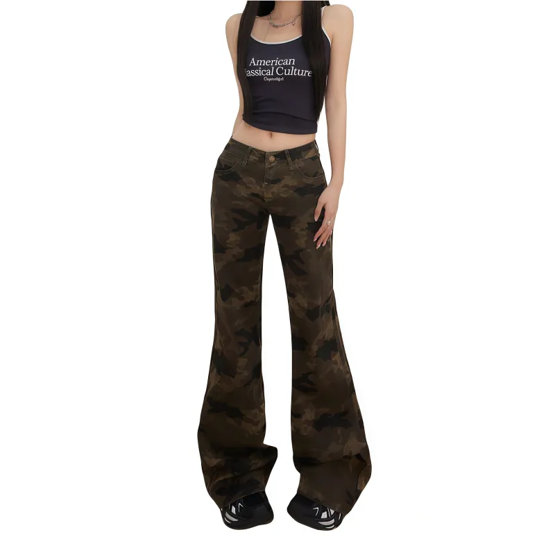 YINLEI Jeans Women's Camouflage-2
