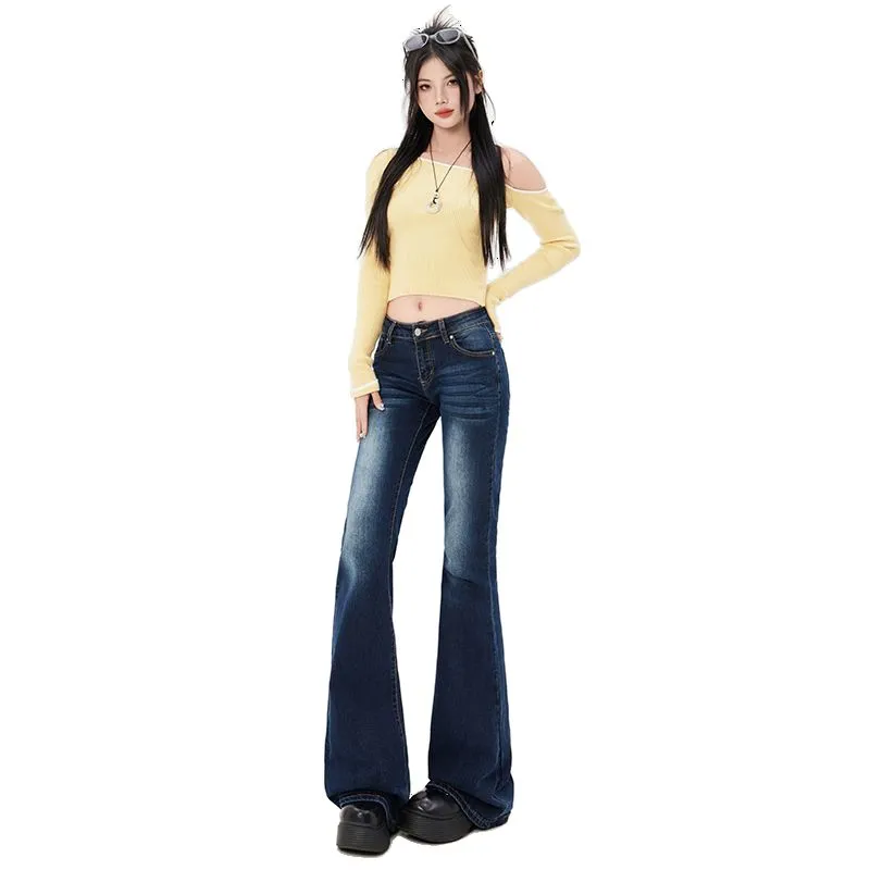 YINLEI Jeans Women's Dark Blue-2