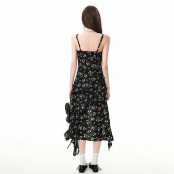 YINLEI Slip Dresses Women's Black