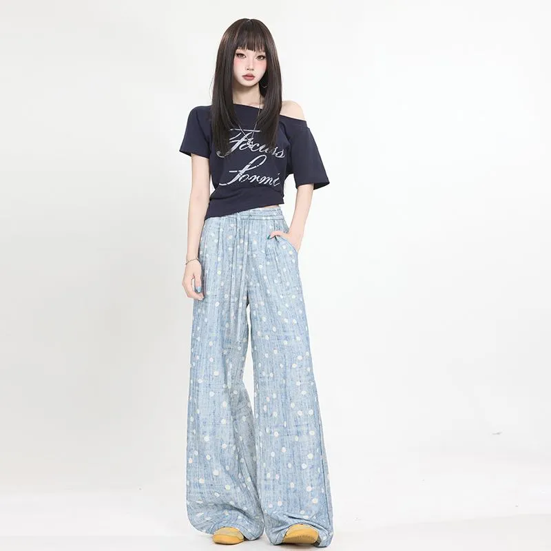YINLEI Casual Pants Women's Blue-4