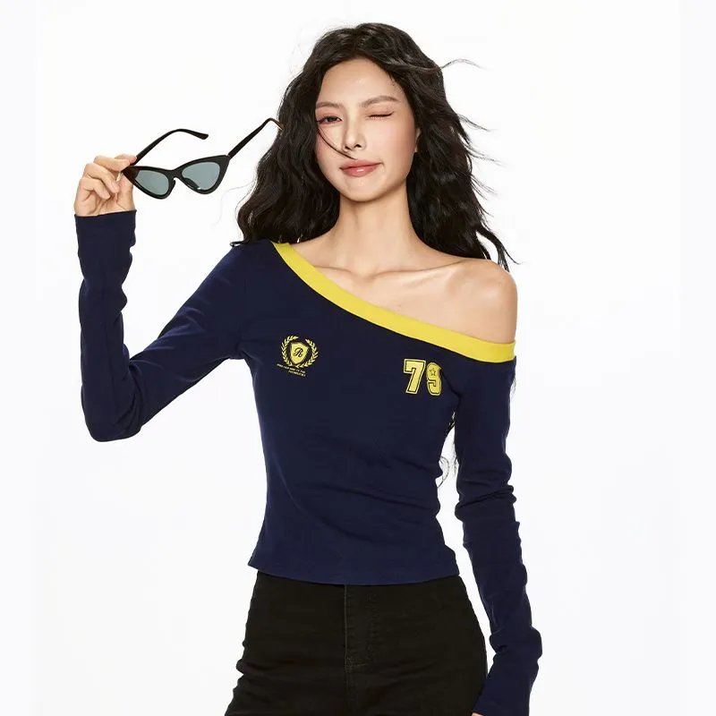 YINLEI Crop Tops Women's Navy Blue-5