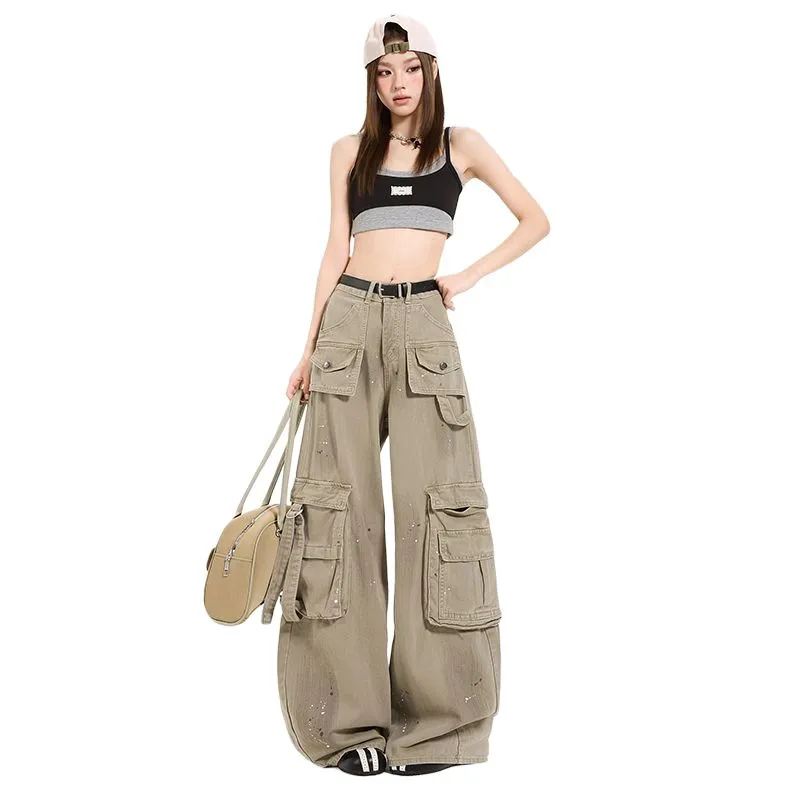 YINLEI Cargo Pants Women's Khaki-3