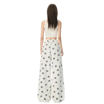 YINLEI Casual Pants Women's Dog Paw Print