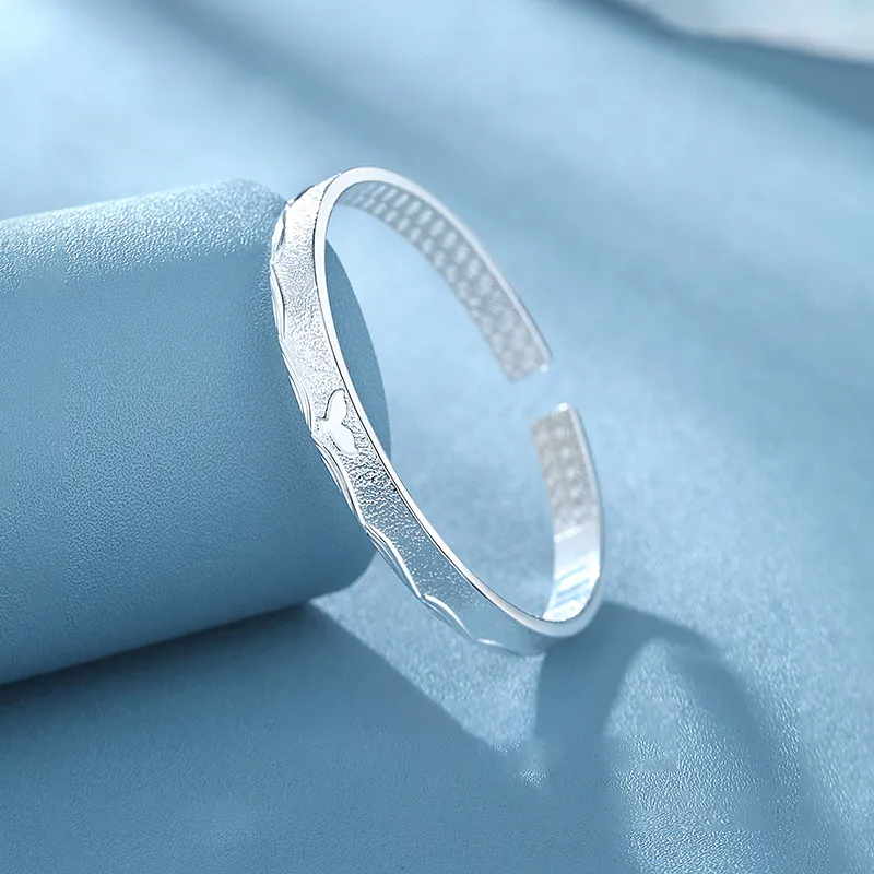 Yuanyanghuangjin 999 Fine Silver Bangles Women's-3