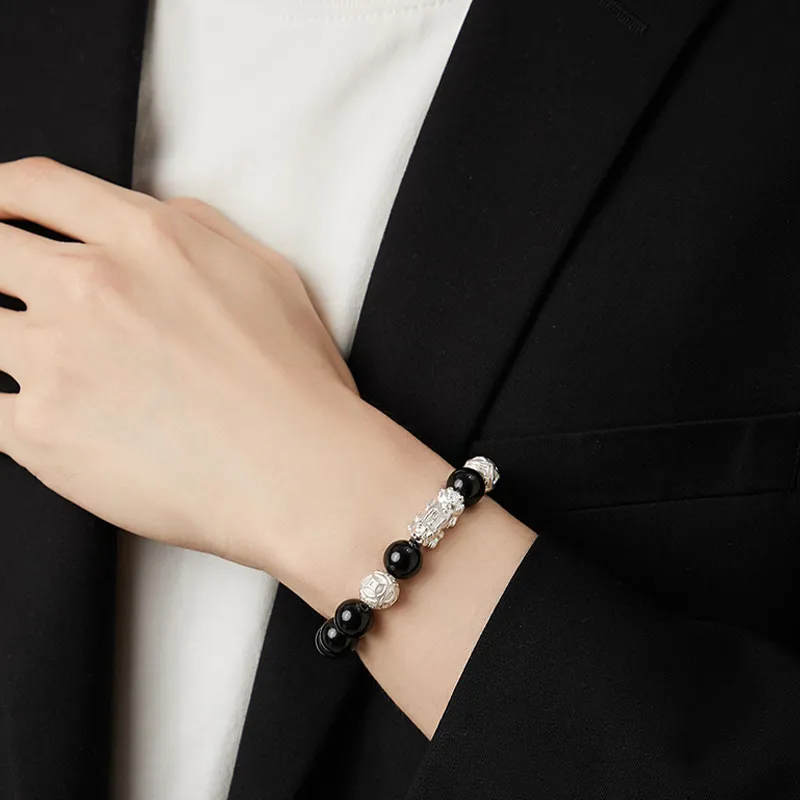 Yuanyanghuangjin Obsidian Bracelets Unisex-3