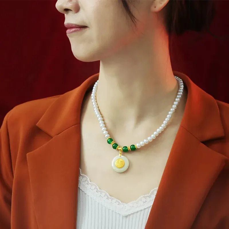 Yuanyanghuangjin Freshwater Pearl Necklaces Women's-4