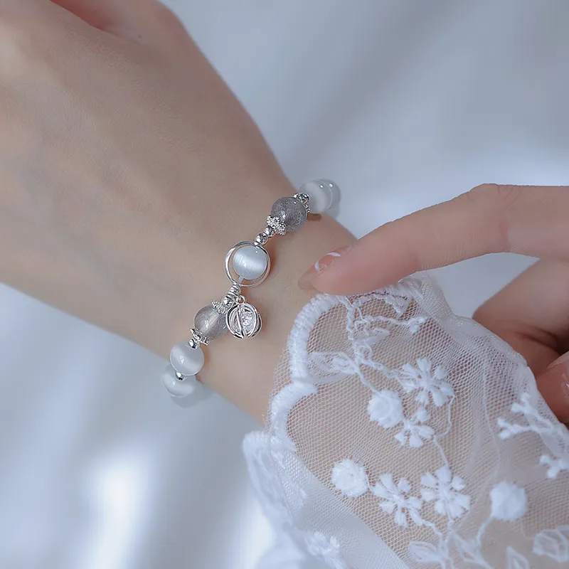 Yuanyanghuangjin Glass Cat Eye Bracelets Women's-5