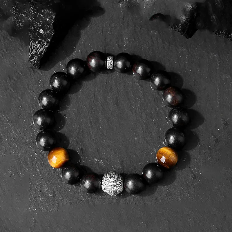 Yuanyanghuangjin Obsidian Bracelets Unisex-3