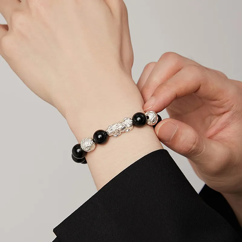 Yuanyanghuangjin Obsidian Bracelets Unisex-4