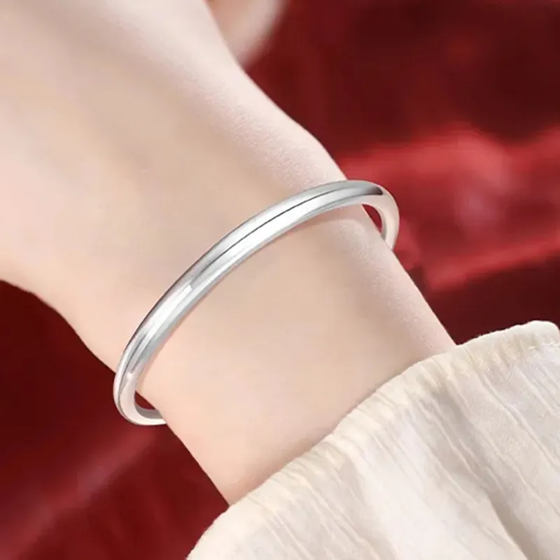 Yuanyanghuangjin 999 Fine Silver Bangles Women's-4