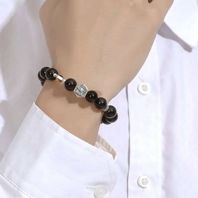 Yuanyanghuangjin Obsidian Bracelets Unisex-2