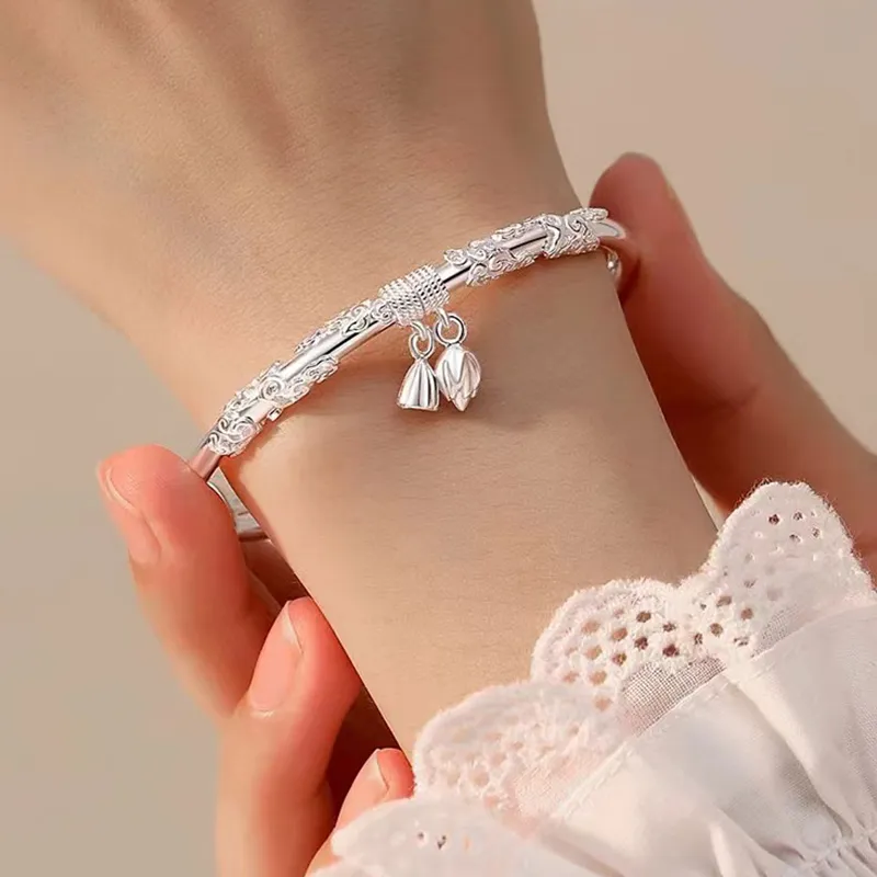 Yuanyanghuangjin 999 Fine Silver Sterling Silver Bracelets Women's-4