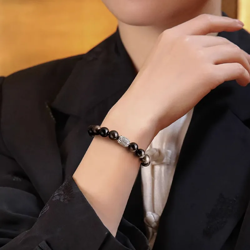 Yuanyanghuangjin Obsidian Bracelets Unisex-4