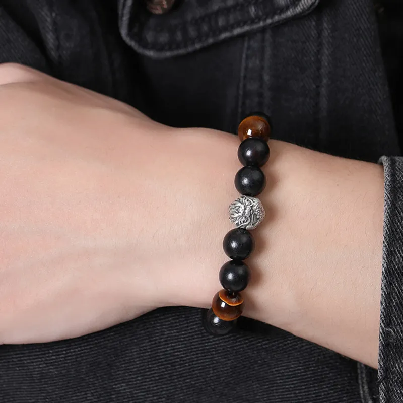 Yuanyanghuangjin Obsidian Bracelets Unisex-5