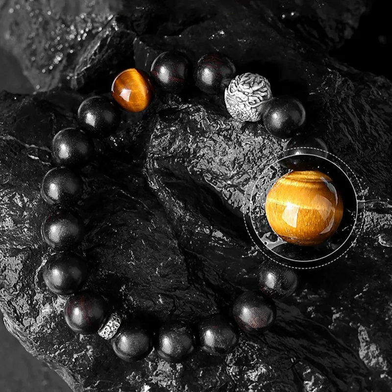 Yuanyanghuangjin Obsidian Bracelets Unisex-1