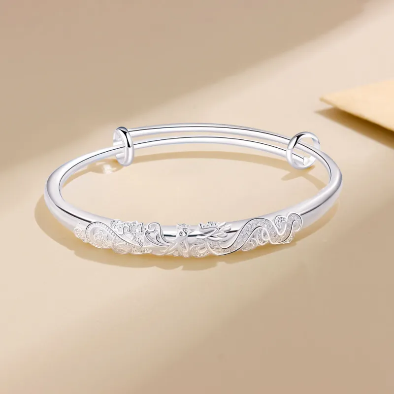 Yuanyanghuangjin 999 Fine Silver Bangles Women's-3