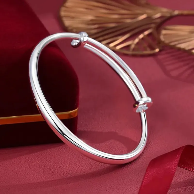 Yuanyanghuangjin 999 Fine Silver Bangles Women's-2