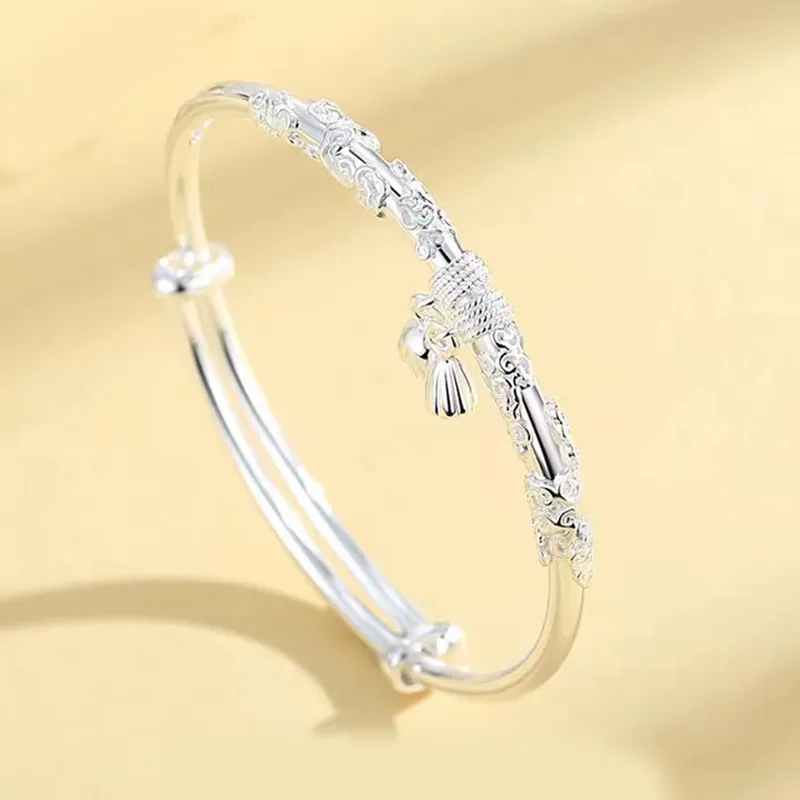 Yuanyanghuangjin 999 Fine Silver Sterling Silver Bracelets Women's-3