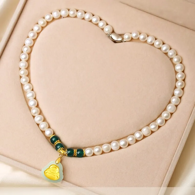 Yuanyanghuangjin Freshwater Pearl Necklaces Women's-2