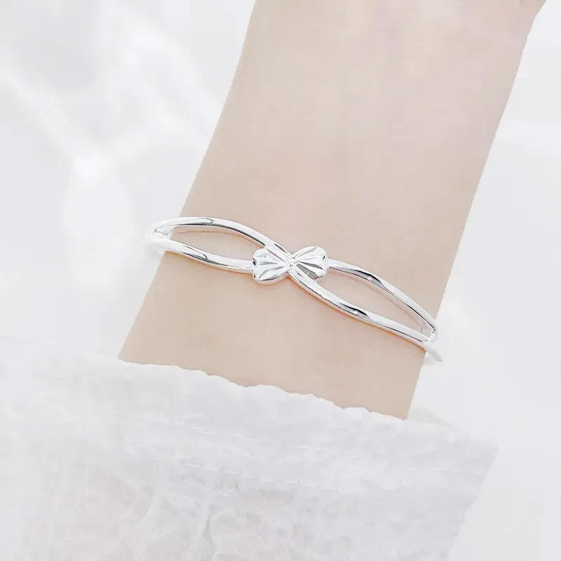 Yuanyanghuangjin 999 Fine Silver Bangles Women's-4