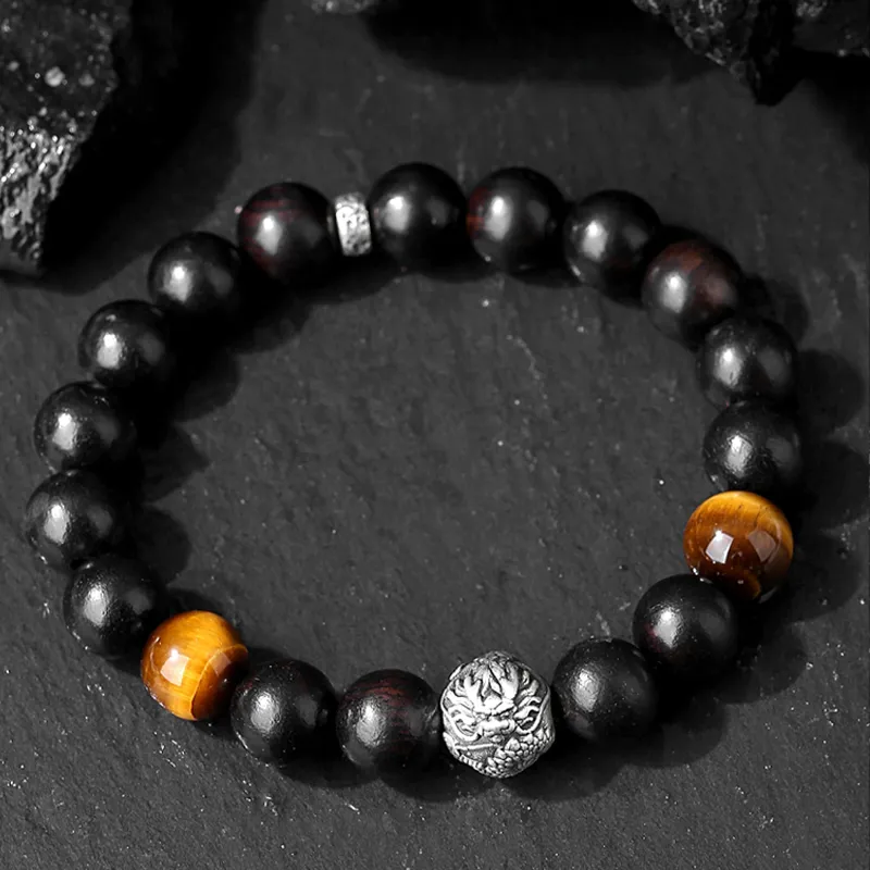 Yuanyanghuangjin Obsidian Bracelets Unisex-2