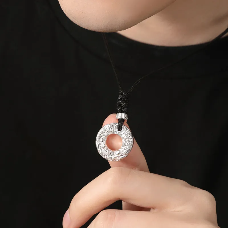 Yuanyanghuangjin 999 Fine Silver Necklaces Men's-4