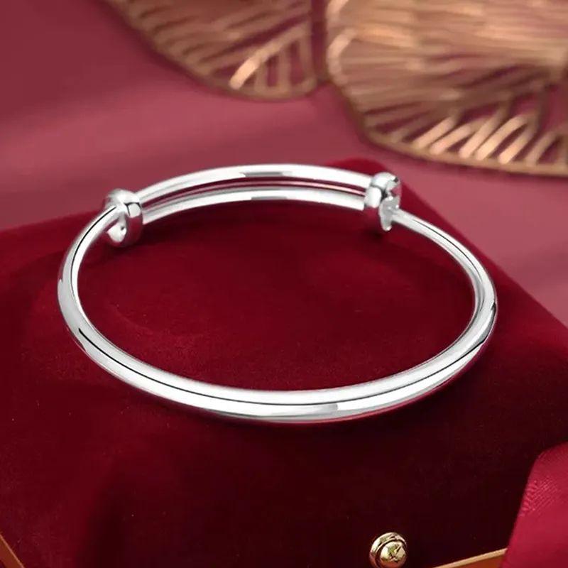 Yuanyanghuangjin 999 Fine Silver Bangles Women's-3