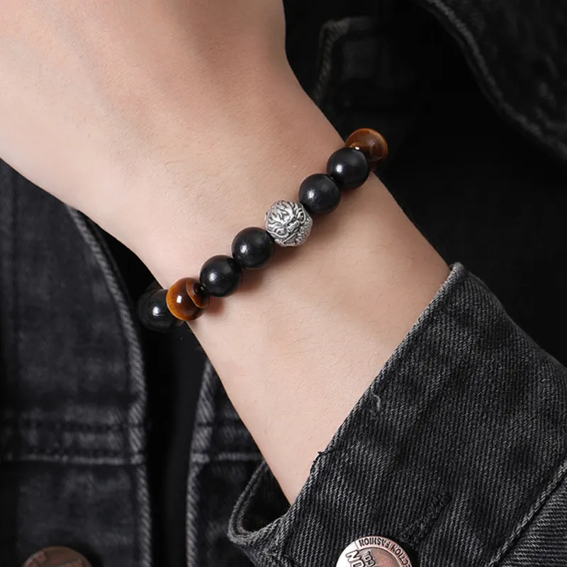 Yuanyanghuangjin Obsidian Bracelets Unisex-6