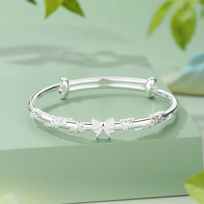 Yuanyanghuangjin 999 Fine Silver Bangles Women's-1