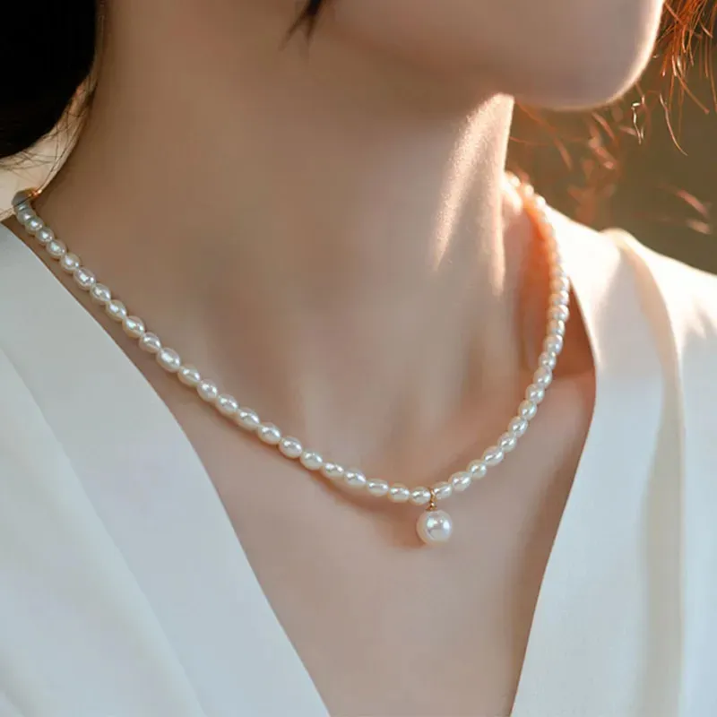 Yuanyanghuangjin Freshwater Pearl Necklaces Women's-3