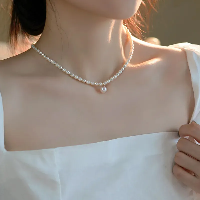 Yuanyanghuangjin Freshwater Pearl Necklaces Women's-4