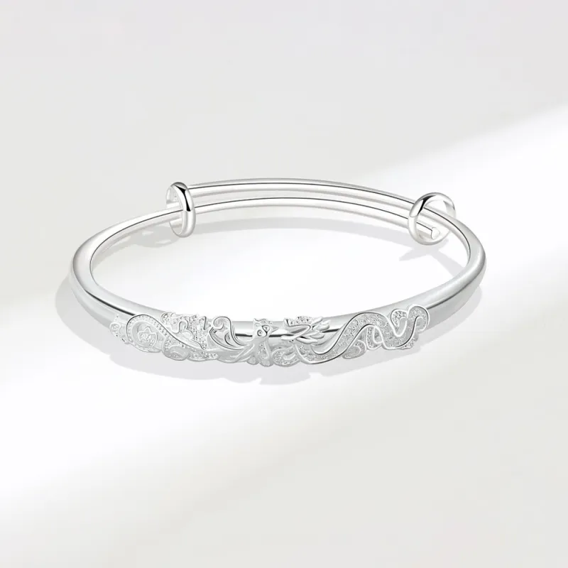 Yuanyanghuangjin 999 Fine Silver Bangles Women's-1