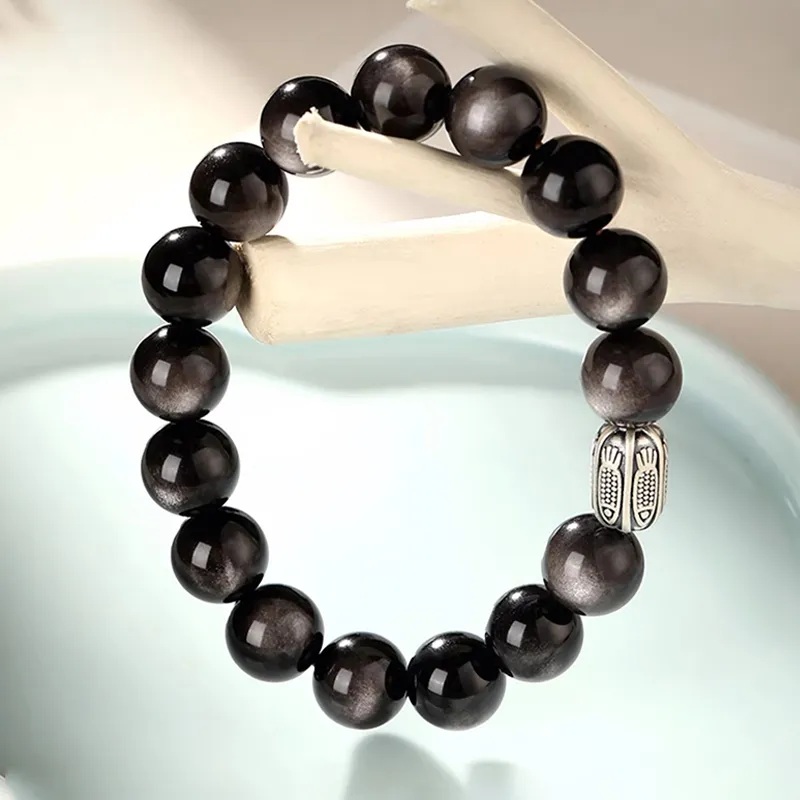 Yuanyanghuangjin Obsidian Bracelets Unisex-5