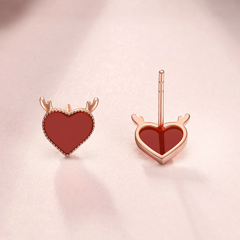 Yuanyanghuangjin 18K Gold Stud Earrings Women's-4