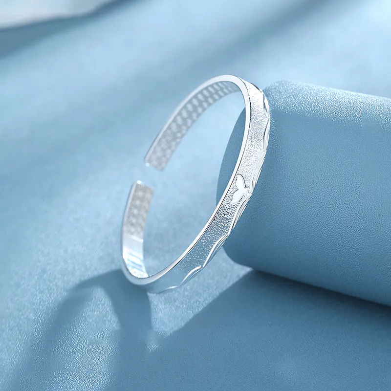 Yuanyanghuangjin 999 Fine Silver Bangles Women's-4
