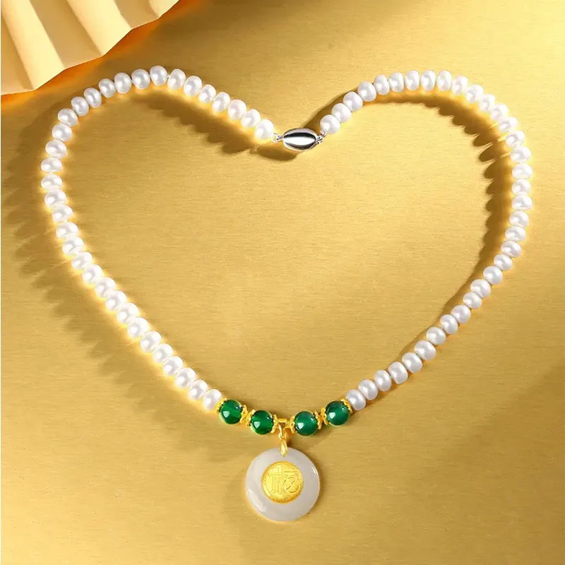 Yuanyanghuangjin Freshwater Pearl Necklaces Women's-2