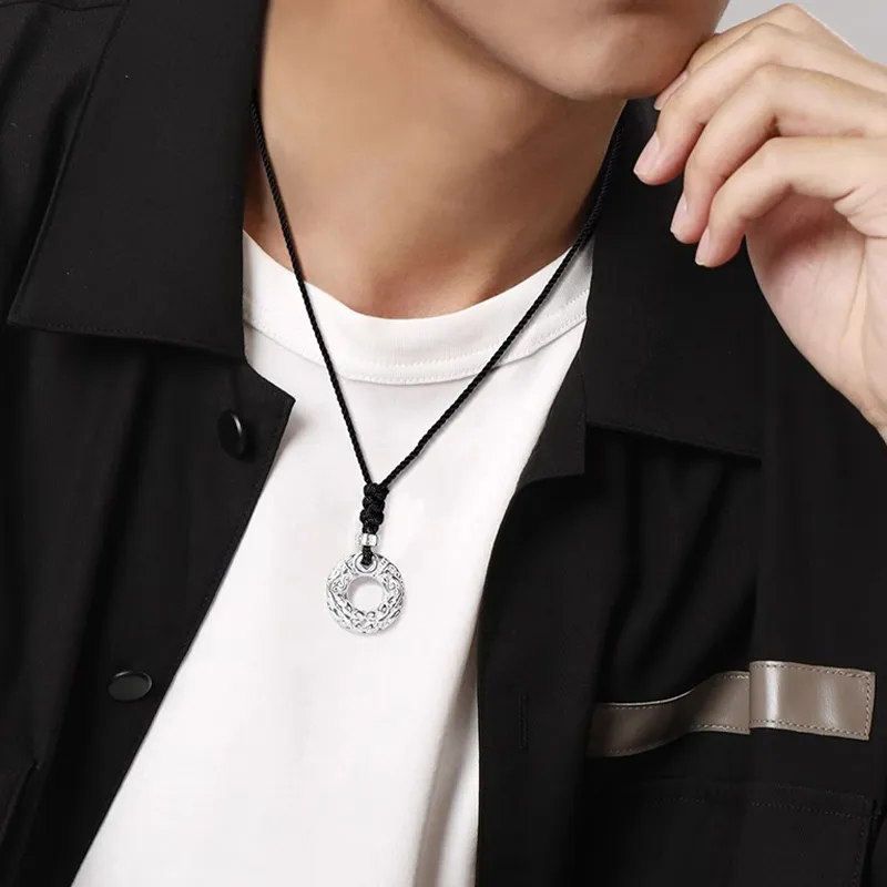 Yuanyanghuangjin 999 Fine Silver Necklaces Men's-5