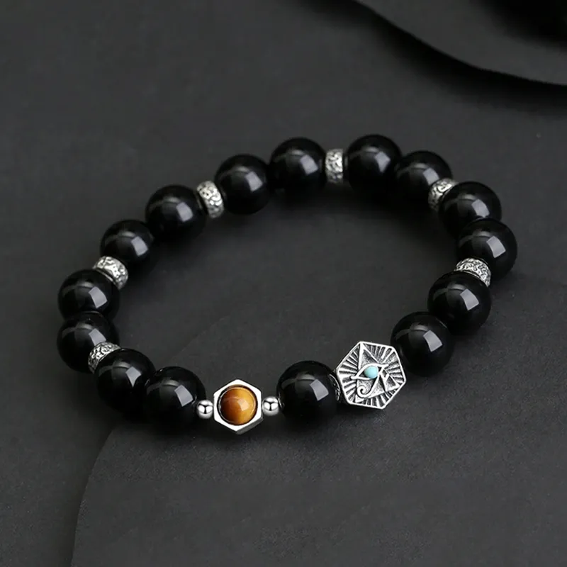 Yuanyanghuangjin Obsidian Bracelets Unisex-3