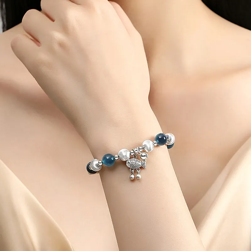 Yuanyanghuangjin Glass Cat Eye Bracelets Women's-4