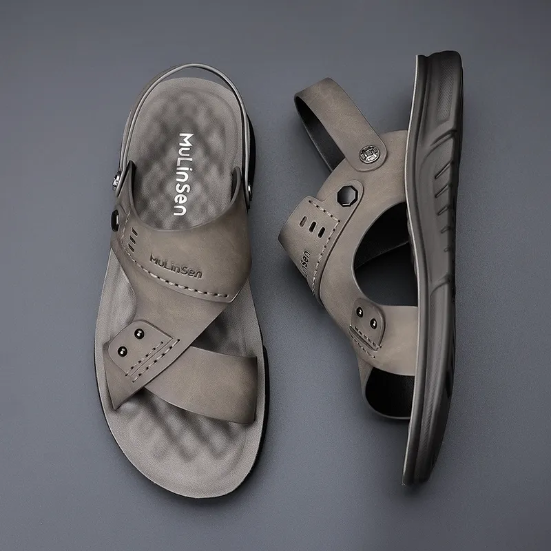 Mulinsen Beach Sandals Men Gray/Khaki-3