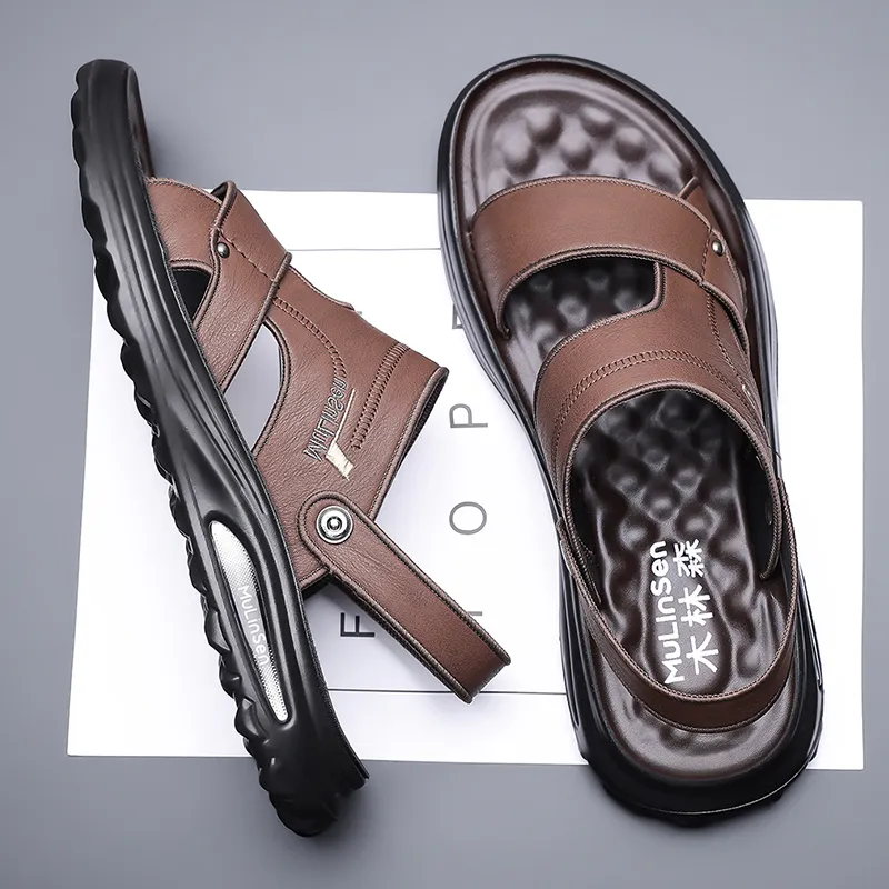 Mulinsen Beach Sandals Men Gray/Black/Brown-12