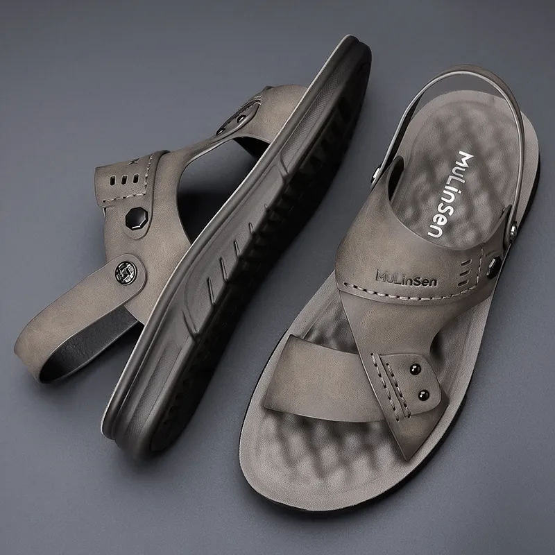 Mulinsen Beach Sandals Men Gray/Khaki-2