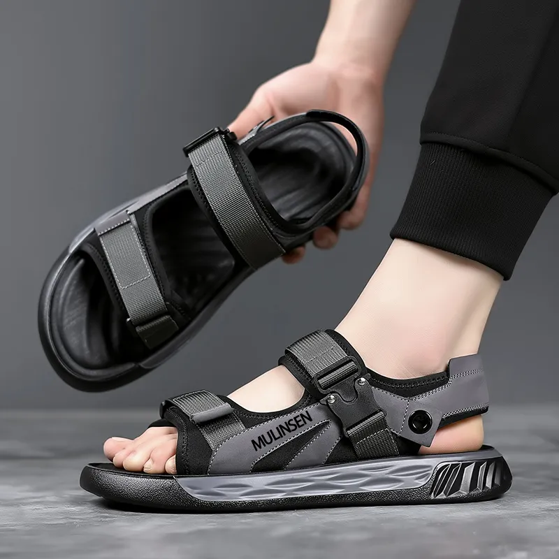 Mulinsen Beach Sandals Men Green Gray-4