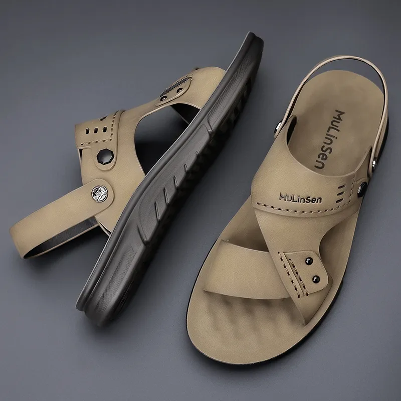 Mulinsen Beach Sandals Men Gray/Khaki-8