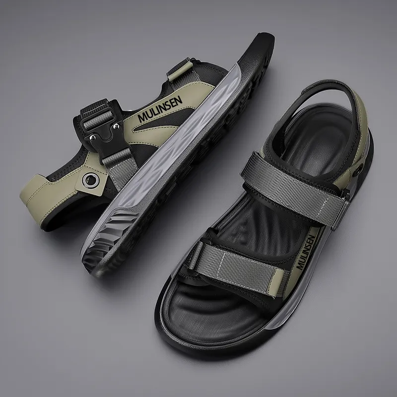 Mulinsen Beach Sandals Men Green Gray-10